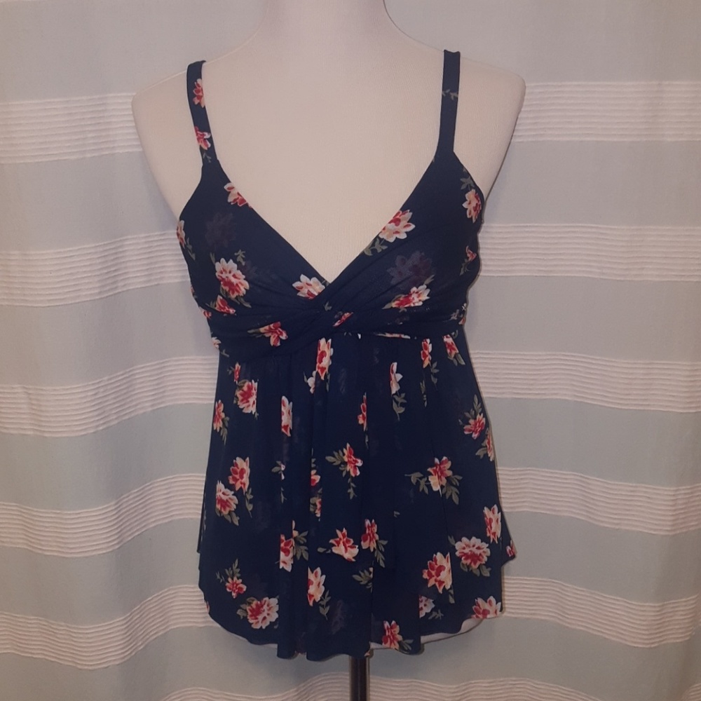 Express navy blue floral top